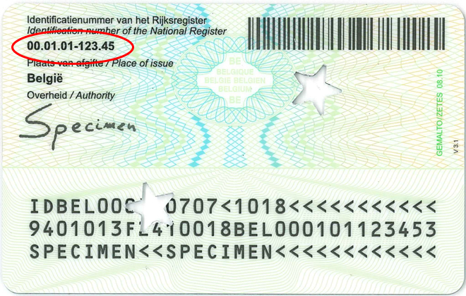 Rijksregisternummer identiteitskaart